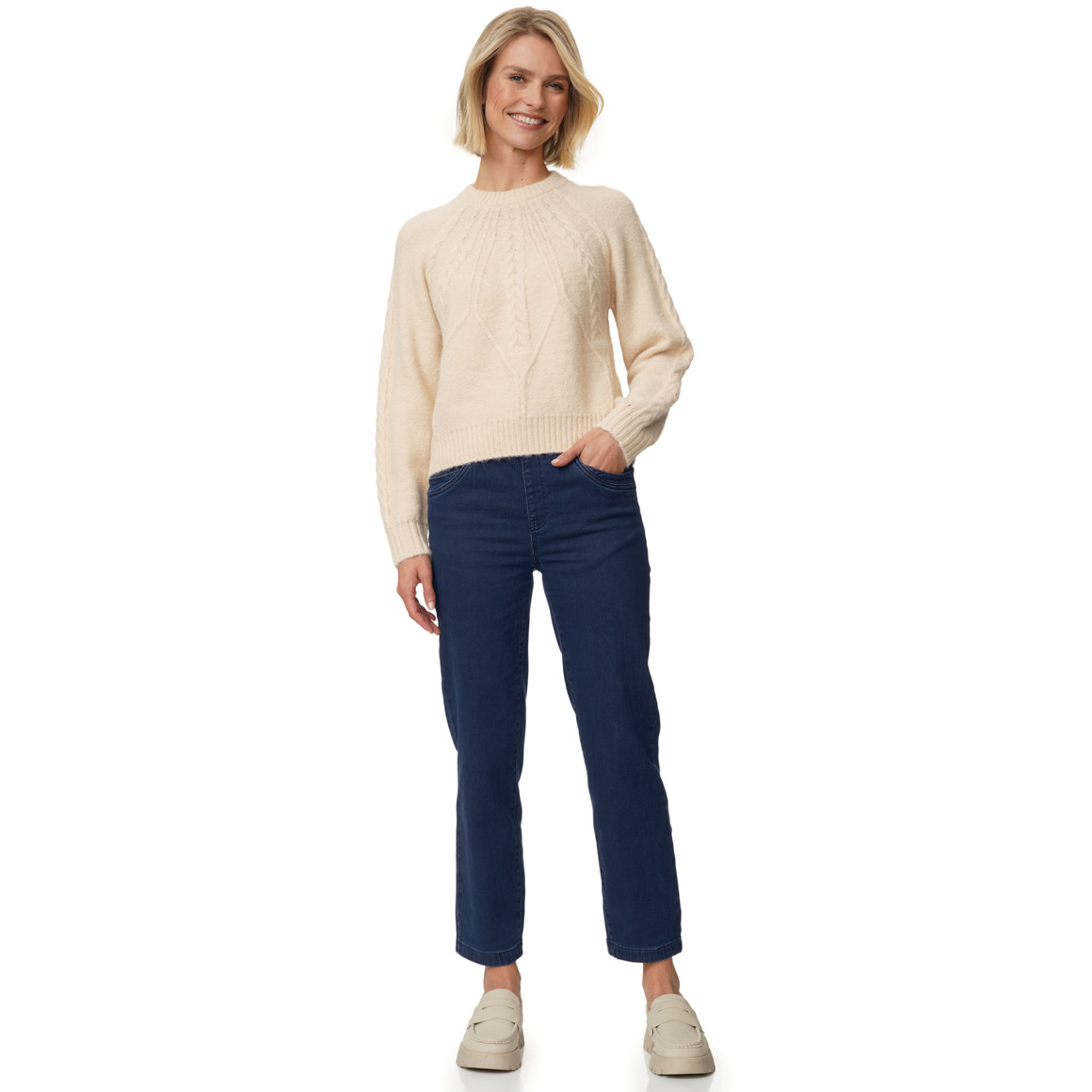 Damen Straight-Jeans mit Elastikbund