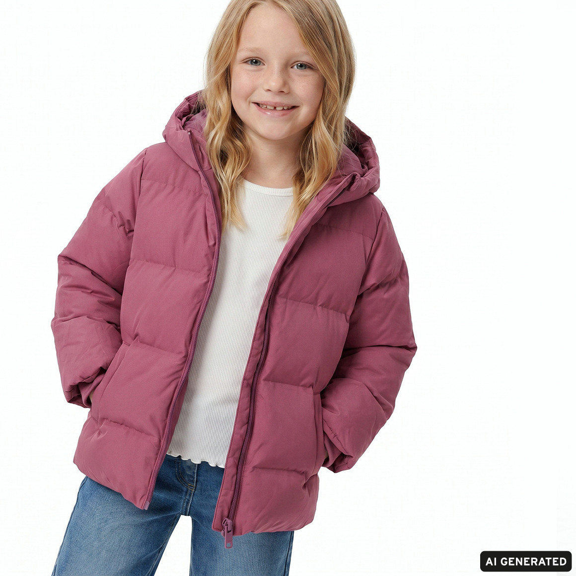 Kinder Pufferjacke in Unifarben