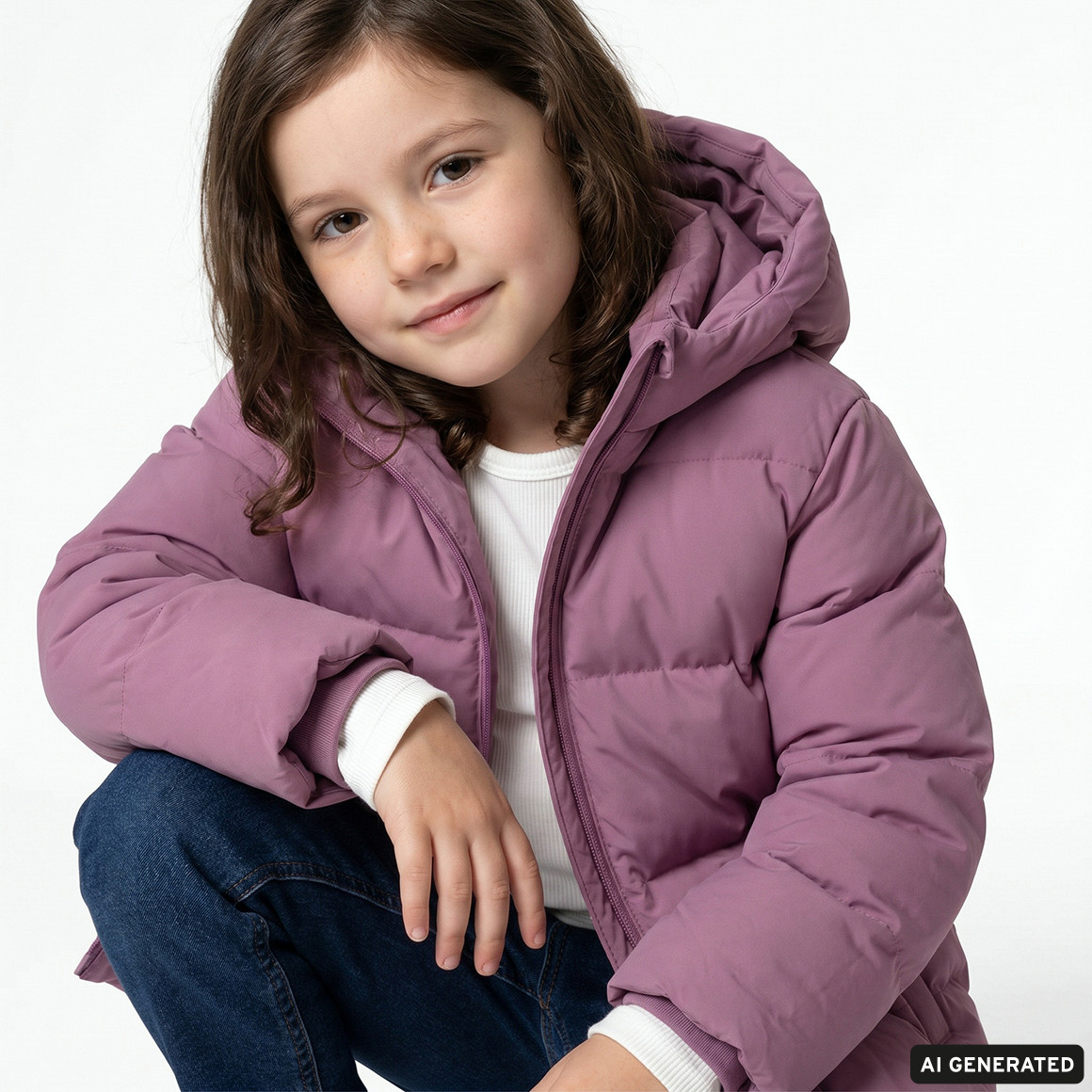 Kinder Pufferjacke in Unifarben