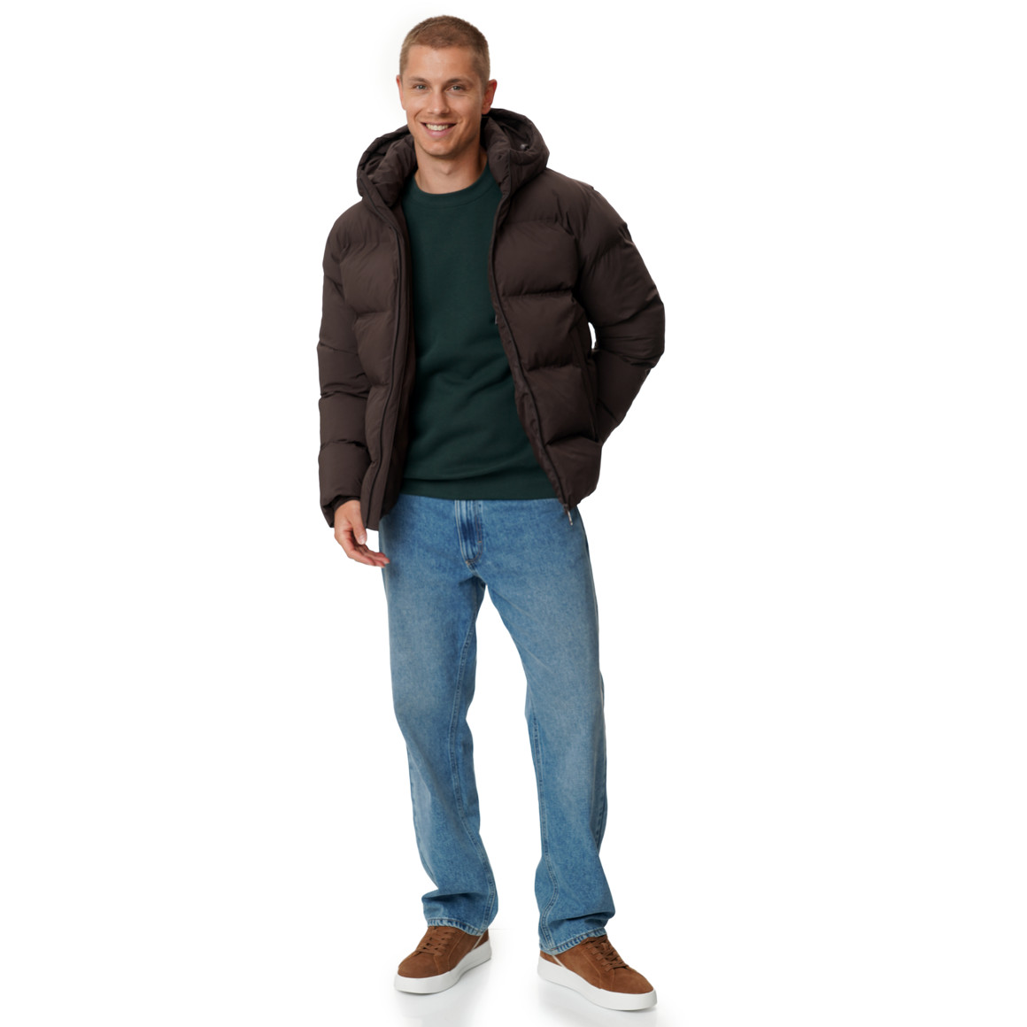 Heren pufferjas in effen kleur
