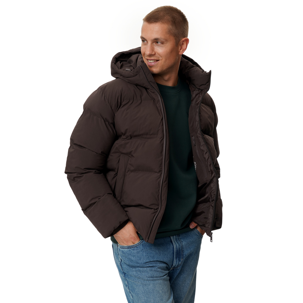 Heren pufferjas in effen kleur