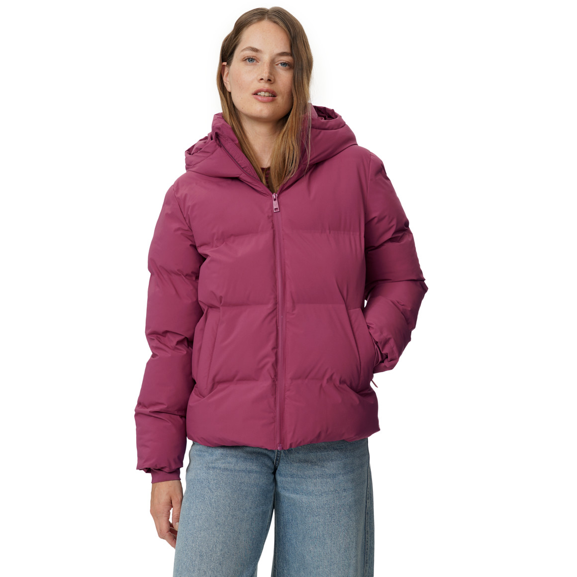 Damespufferjack in effen kleuren