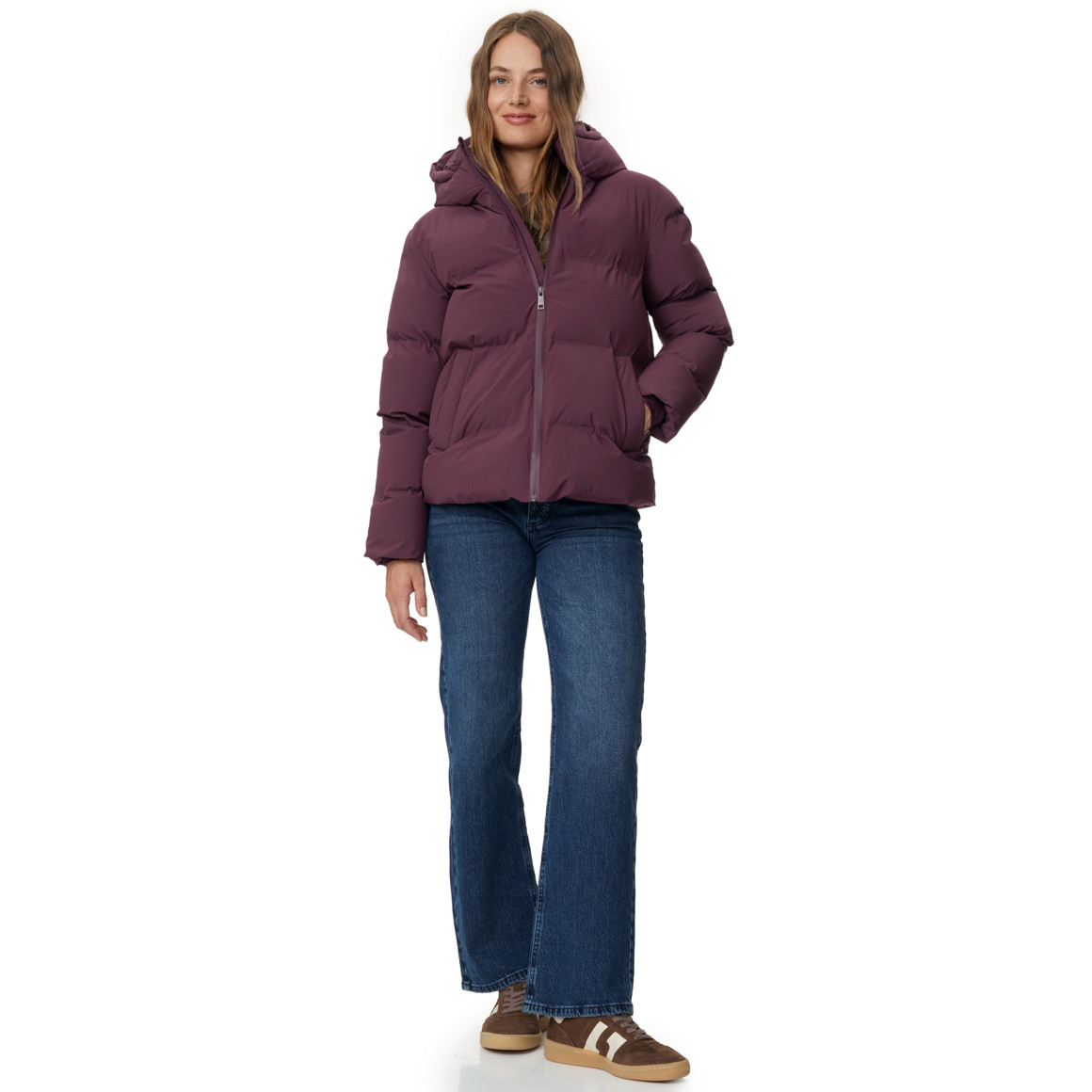 Damespufferjack in effen kleuren