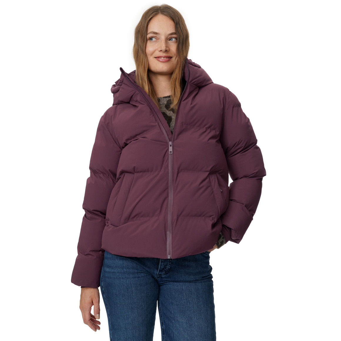Damespufferjack in effen kleuren