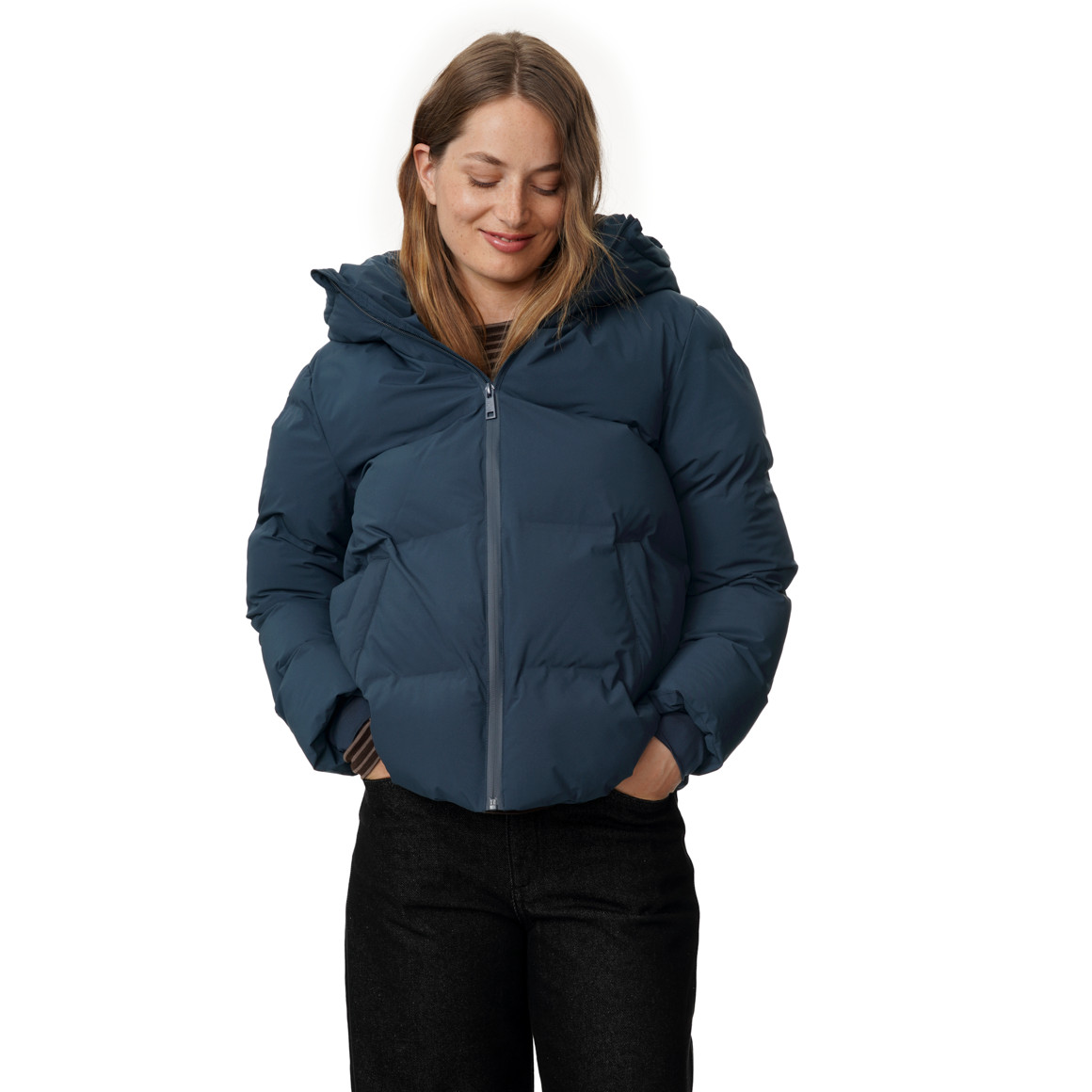 Damespufferjack in effen kleuren