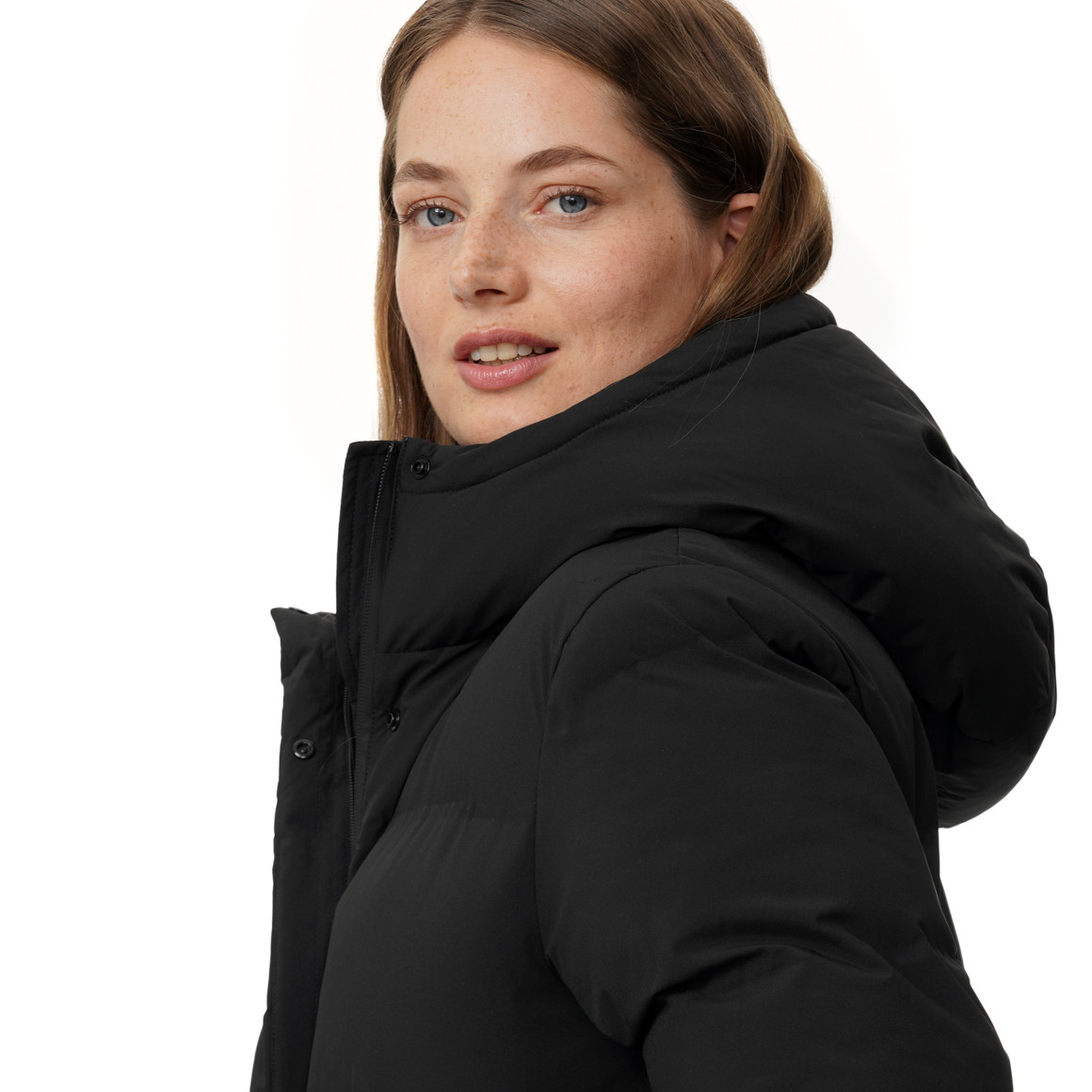 Dames puffermantel met capuchon