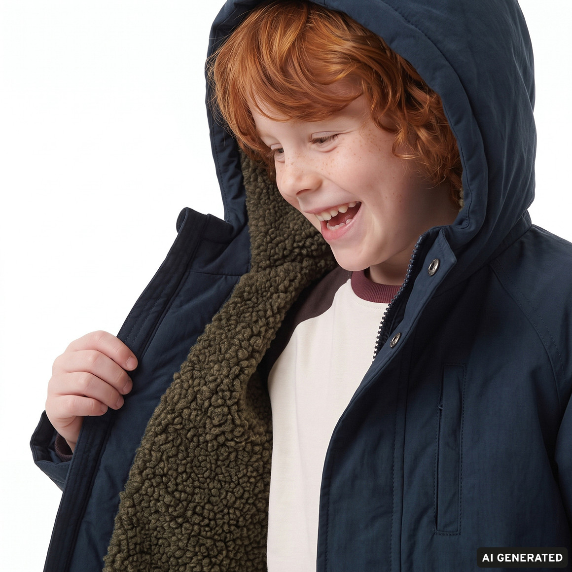 Parka voor jongens, gevoerd met teddypluche