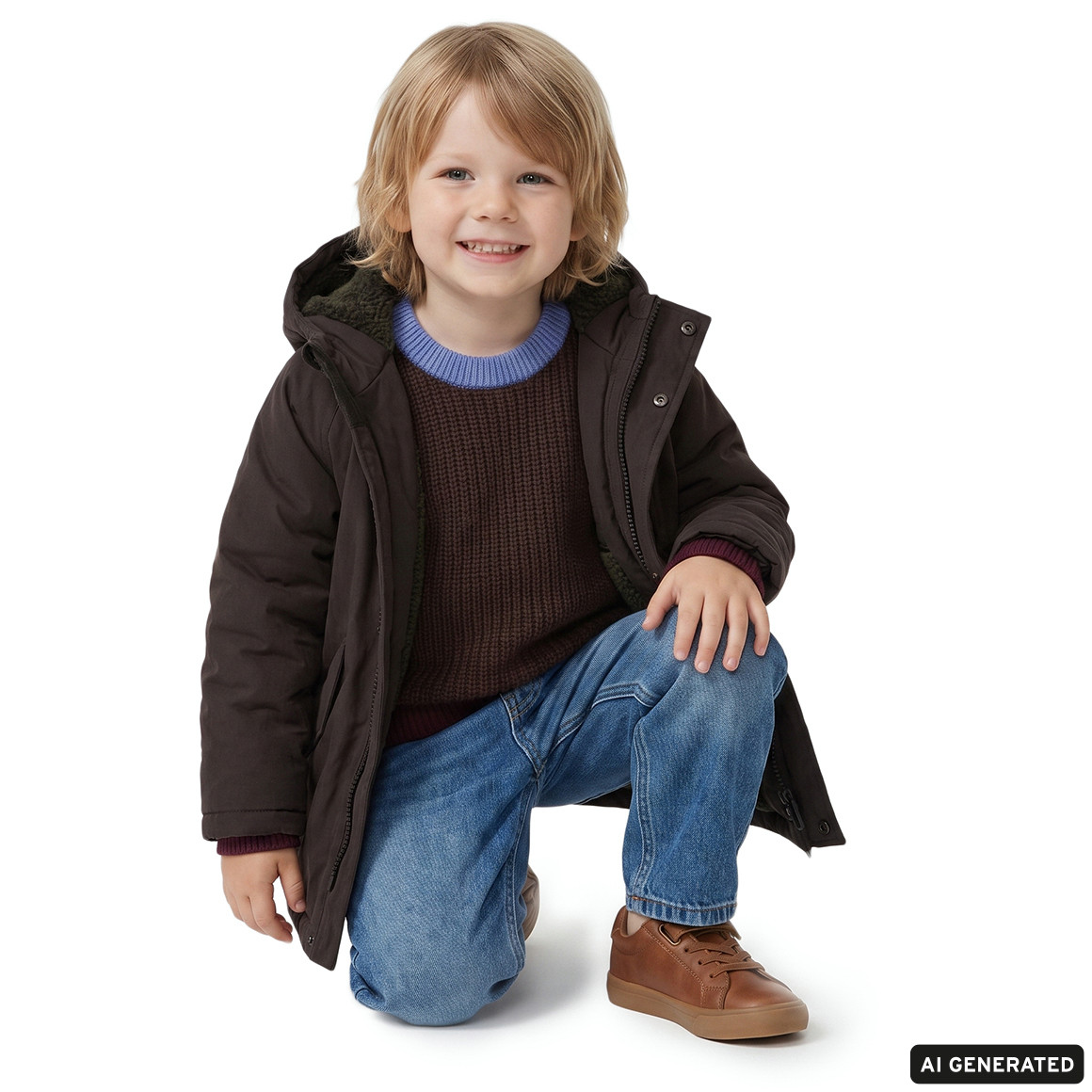 Parka voor jongens, gevoerd met teddypluche