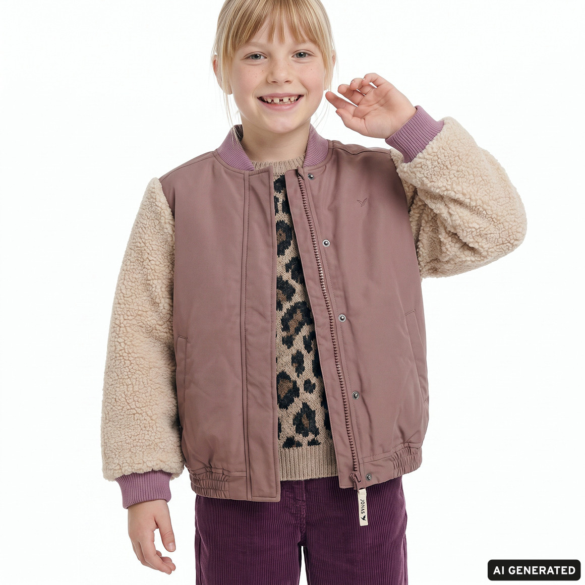 Mädchen Jacke mit Teddyfell