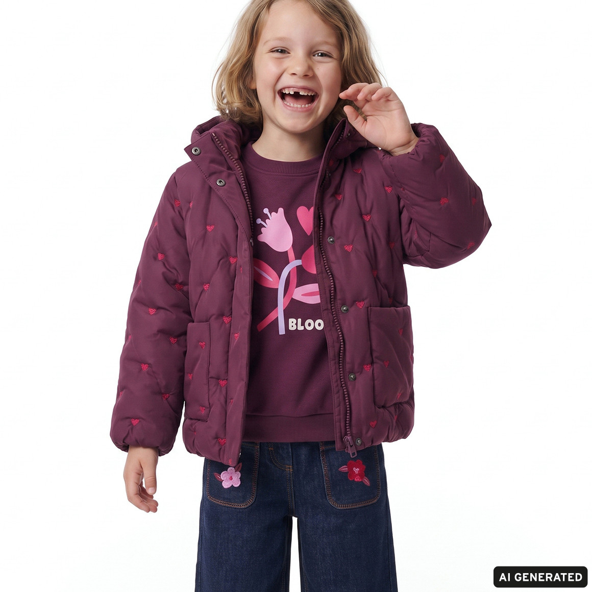 Meisjesjack met all-over borduursels