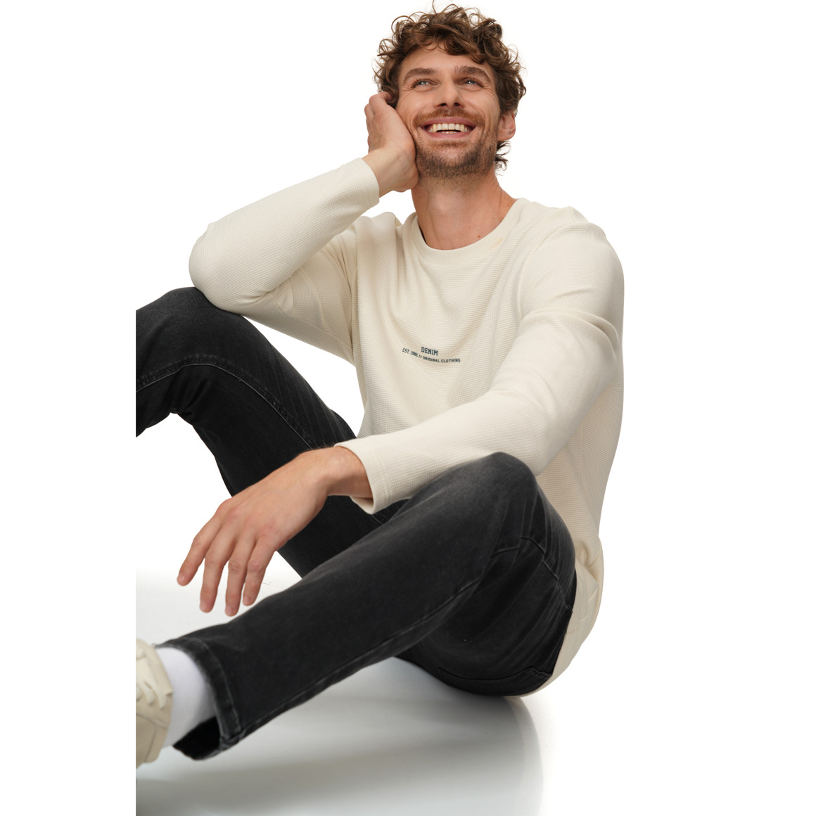 Herren Langarmshirt mit Schriftzug