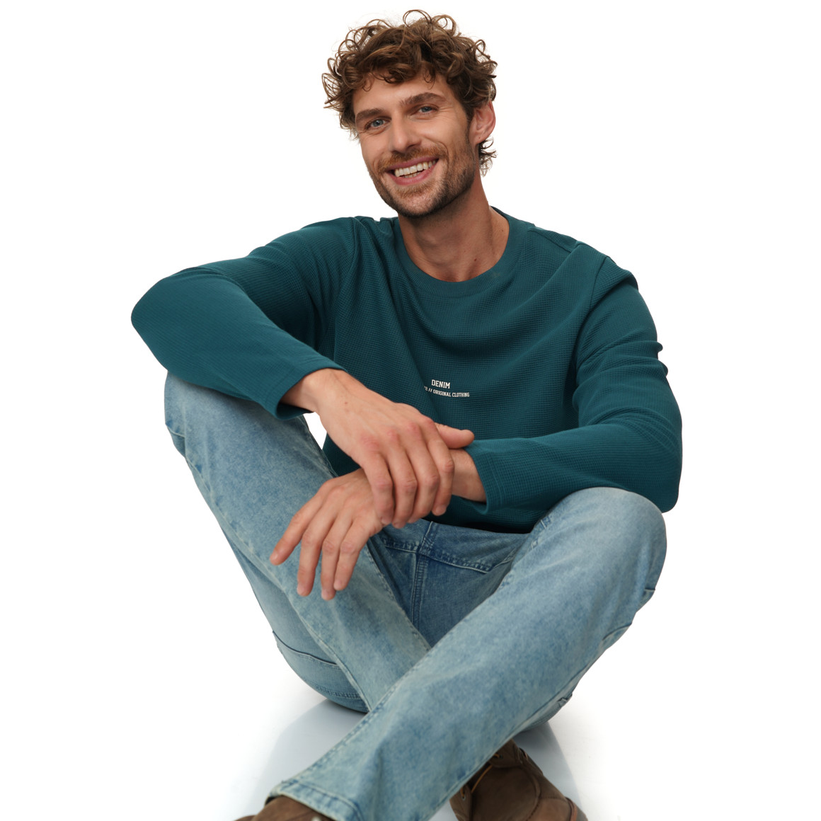 Herren Langarmshirt mit Schriftzug