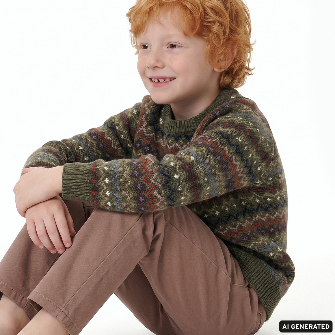 Jungen Strickpullover mit Norwegermuster