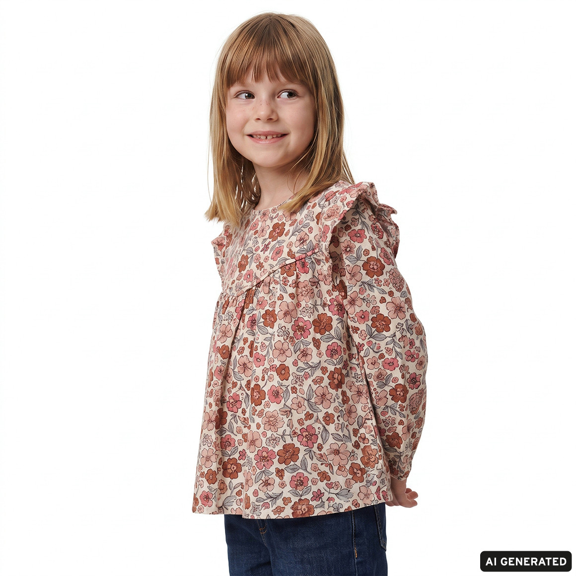 Mädchen Musselin-Bluse mit Blümchen