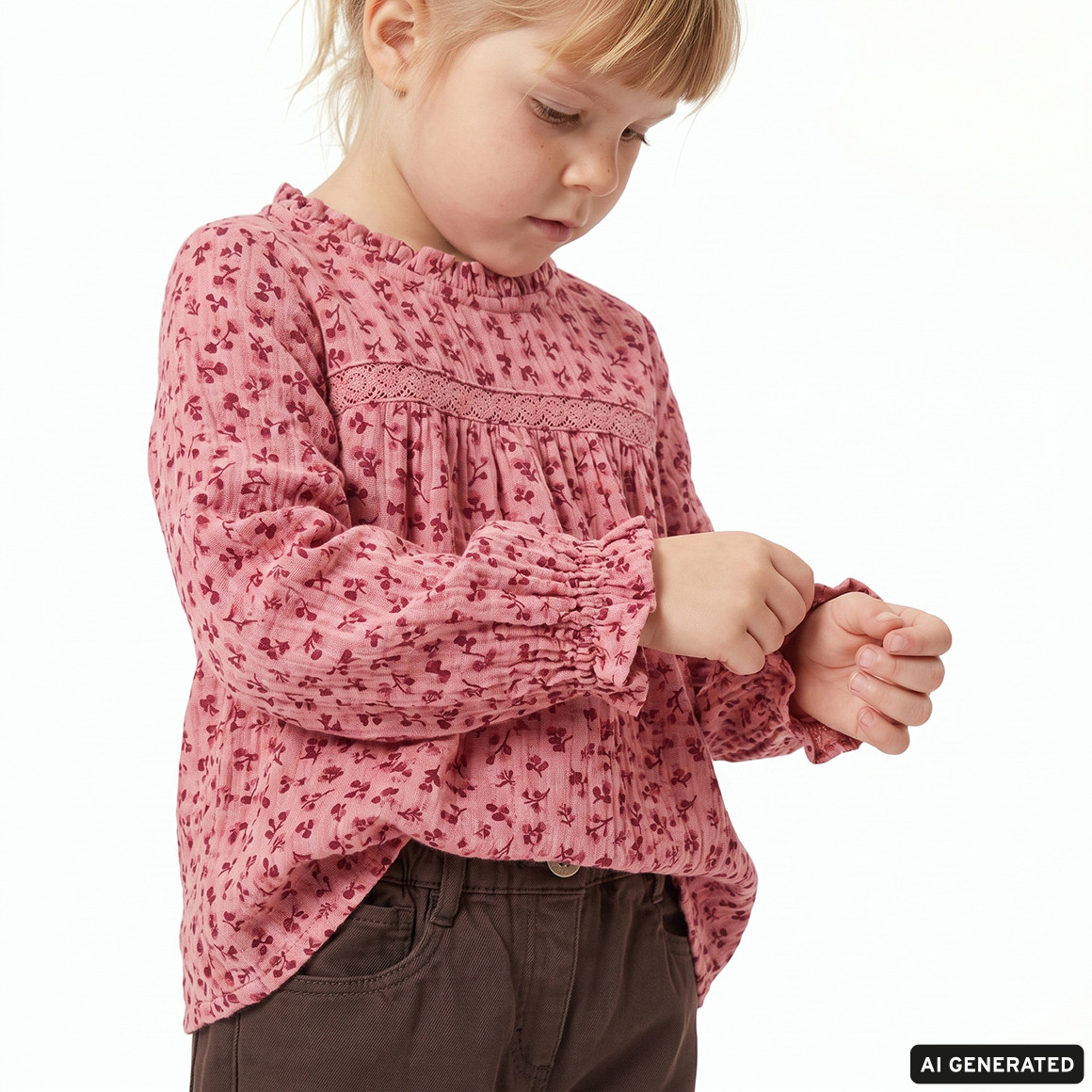 Mädchen Musselin-Bluse mit Blümchen