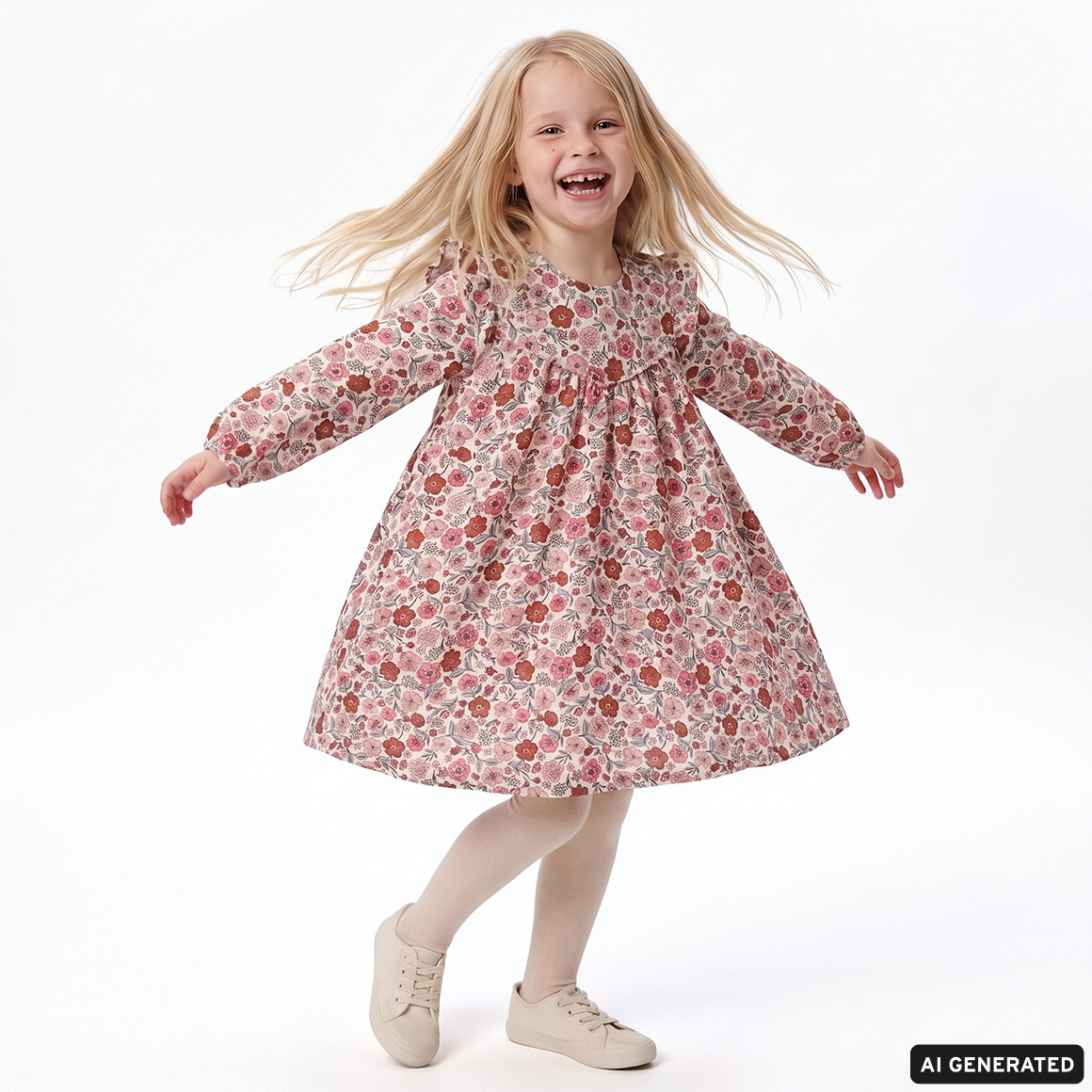 Mädchen Musselin-Kleid mit Blümchen