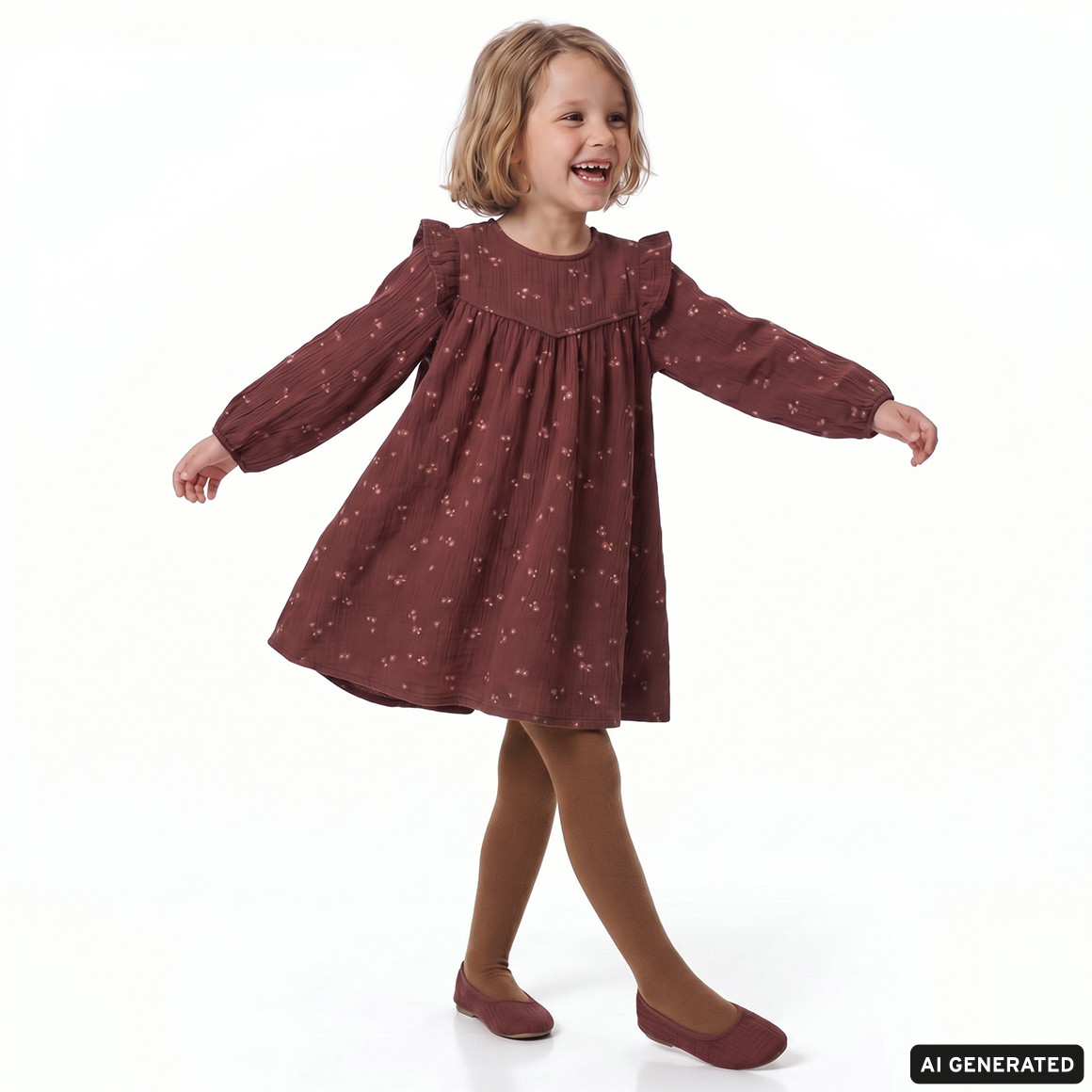 Mädchen Musselin-Kleid mit Blümchen
