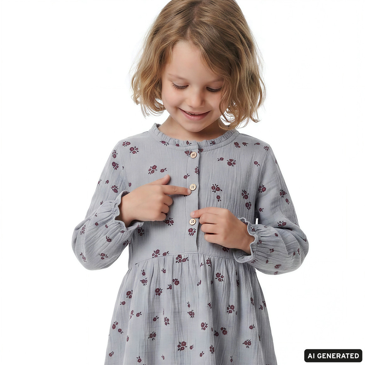 Mädchen Musselin-Kleid mit Blümchen