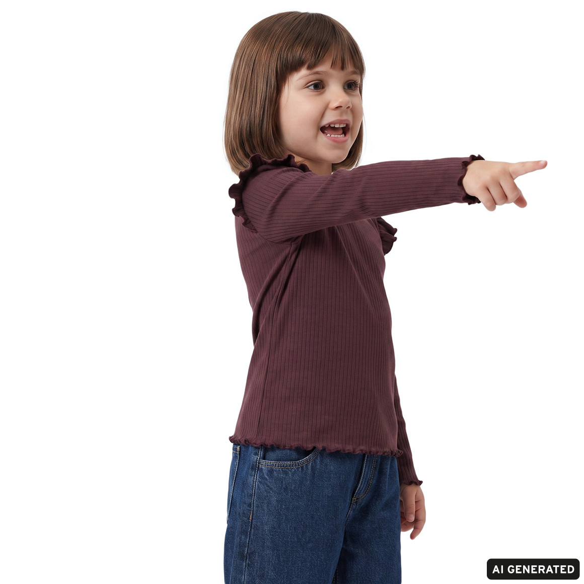 Mädchen Langarmshirt mit Rippstruktur
