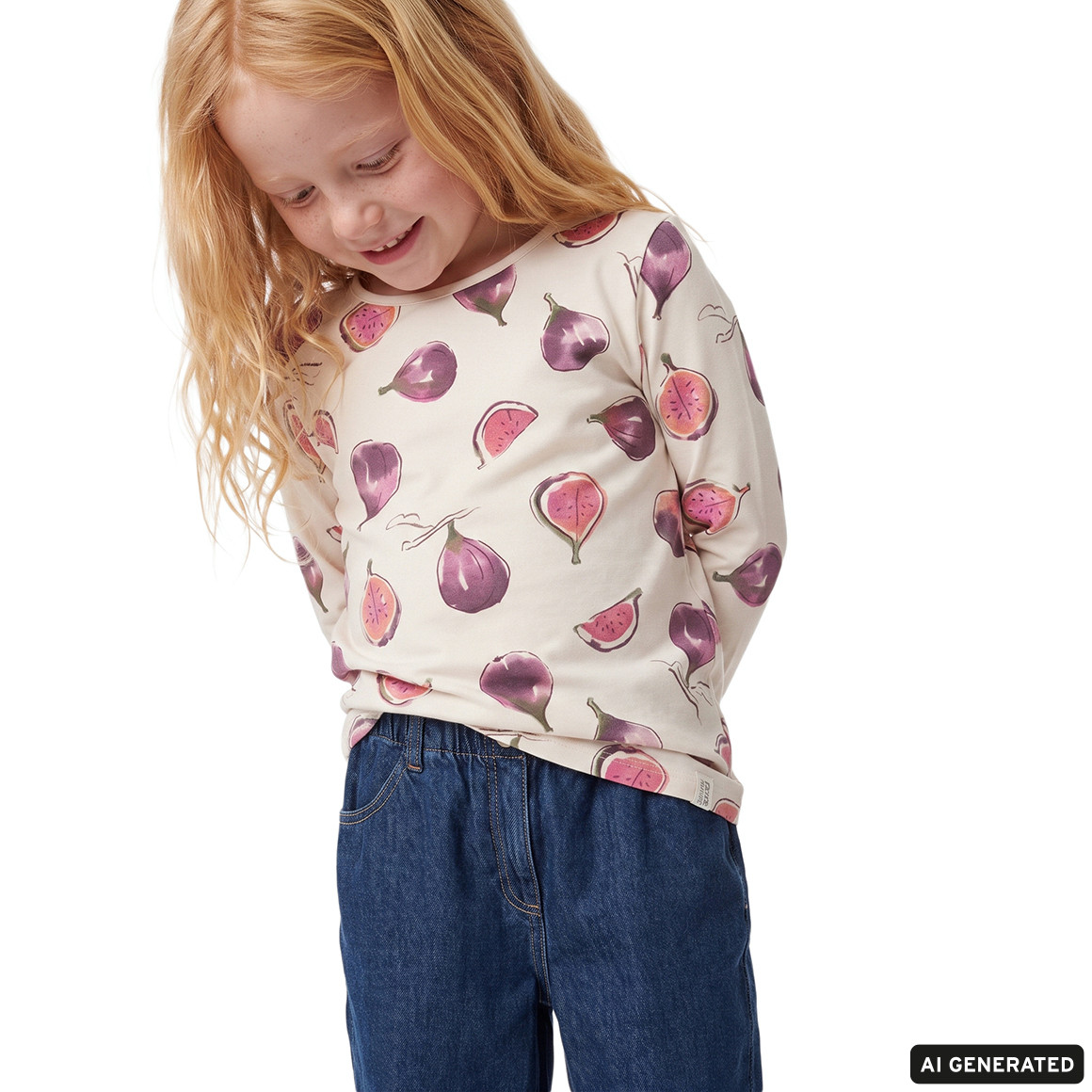 2 Mädchen Langarmshirts mit Feigen