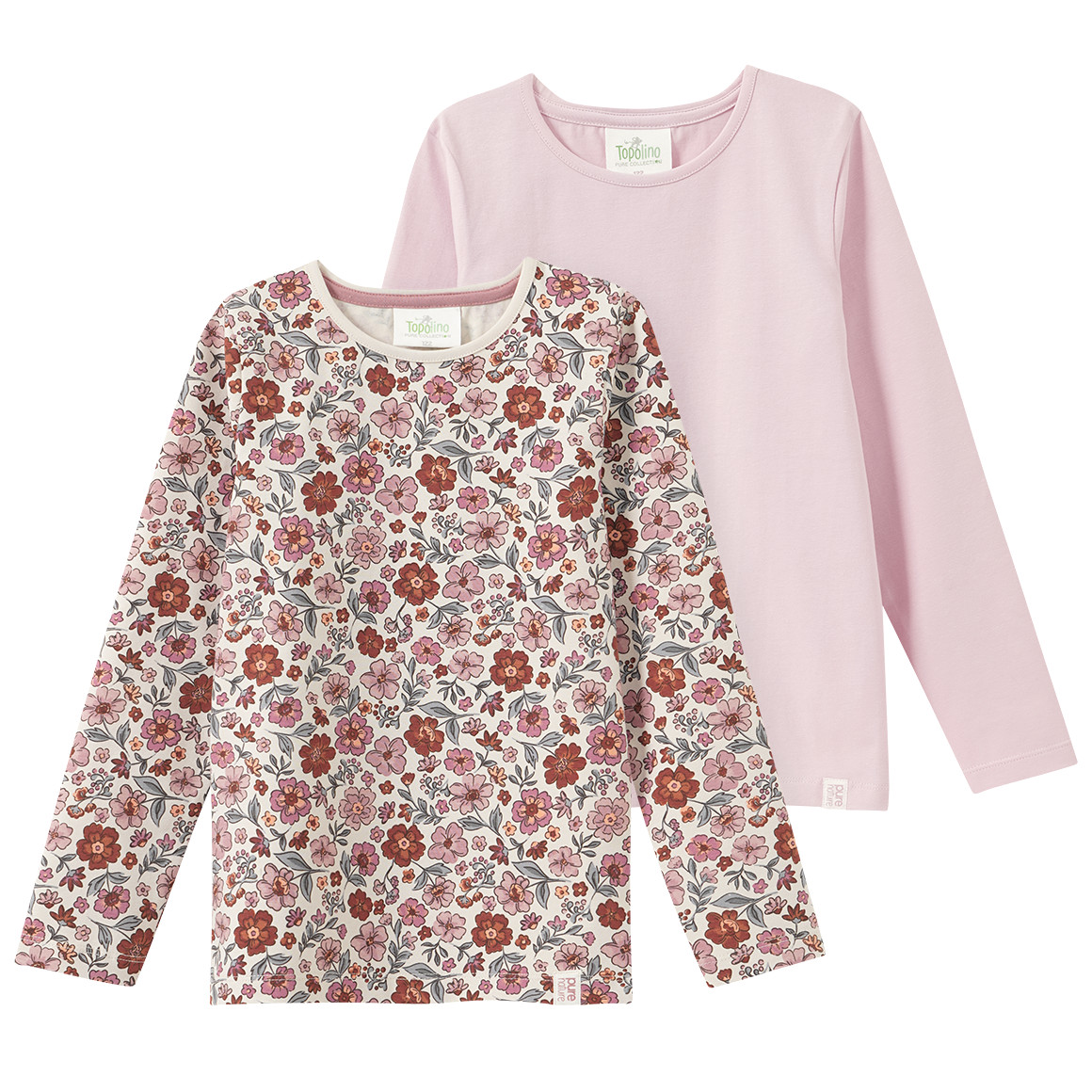 2 Mädchen Langarmshirts mit Blümchen