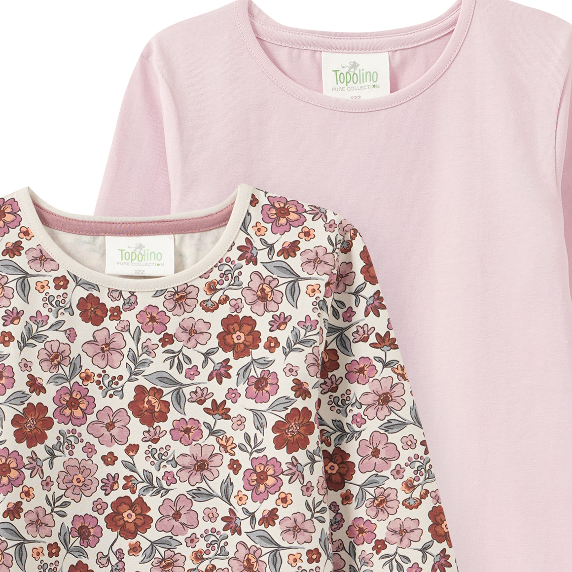 2 Mädchen Langarmshirts mit Blümchen