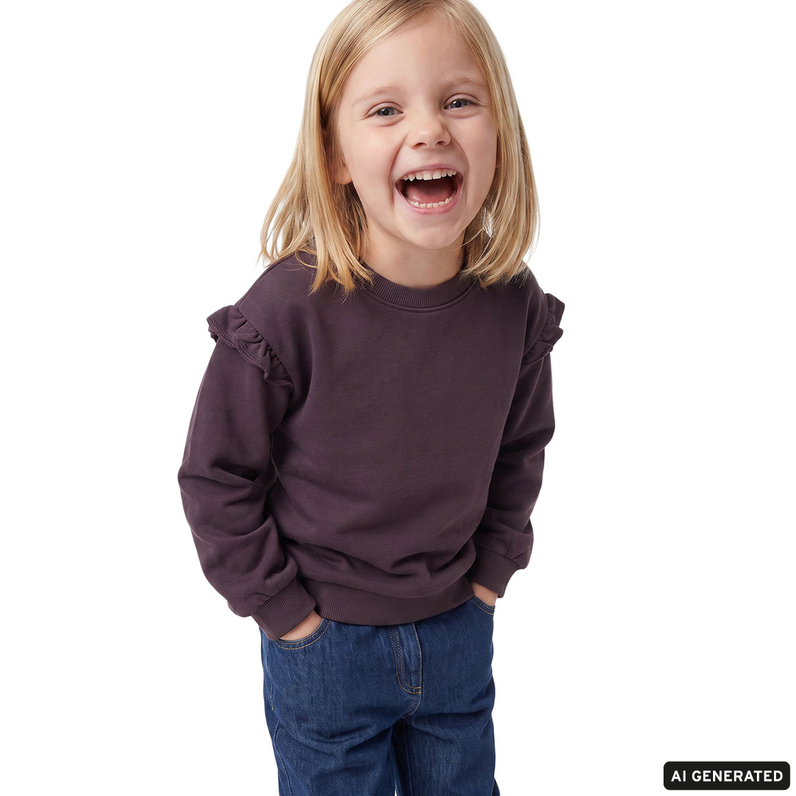 Mädchen Sweatshirt mit Rüschen