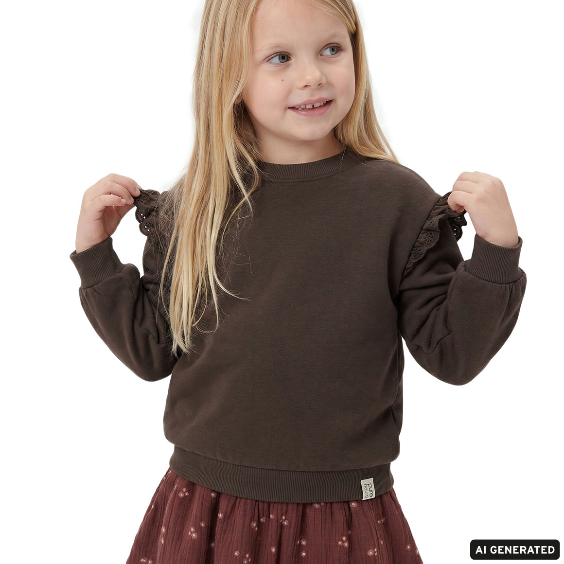 Mädchen Sweatshirt mit Rüschen