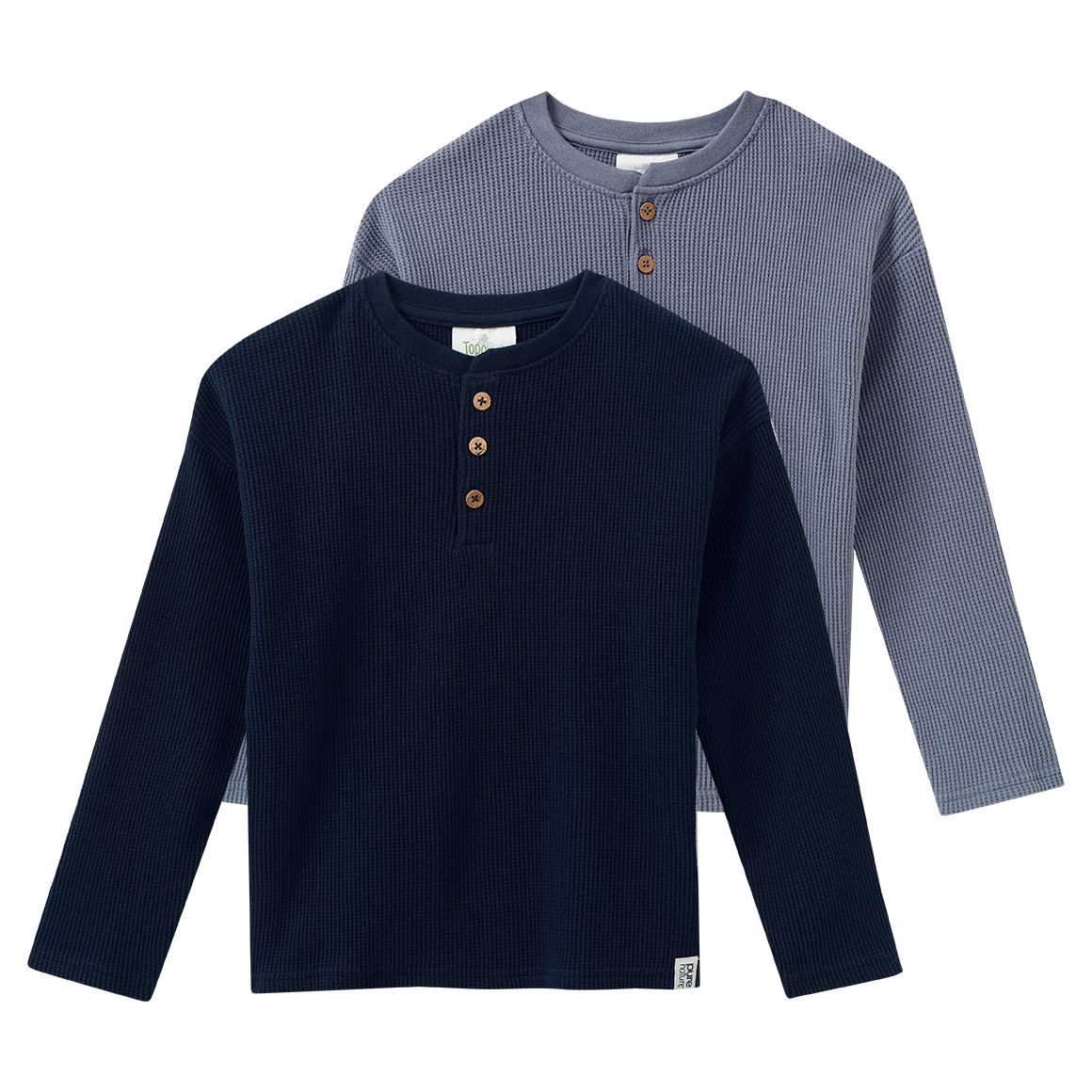 2 Jungen Langarmshirts aus Waffel-Piqué