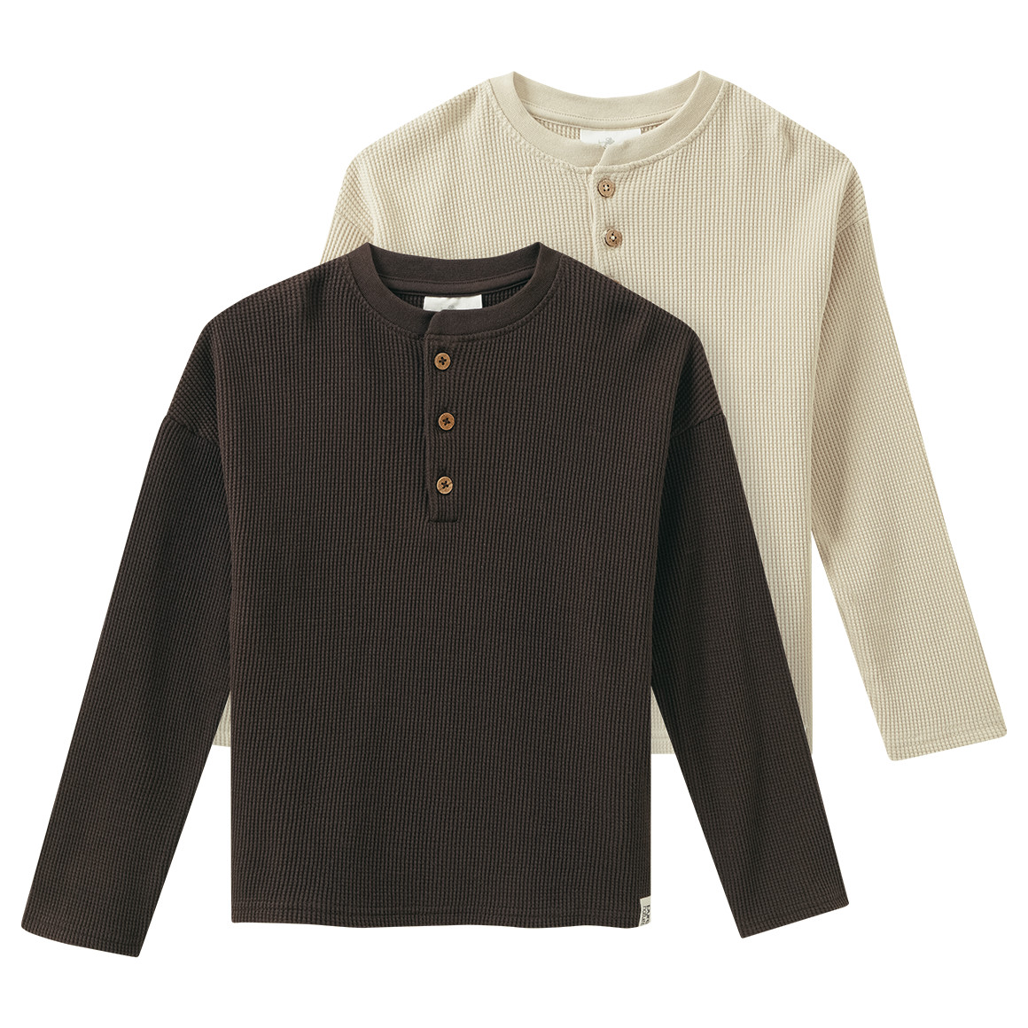 2 Jungen Langarmshirts aus Waffel-Piqué