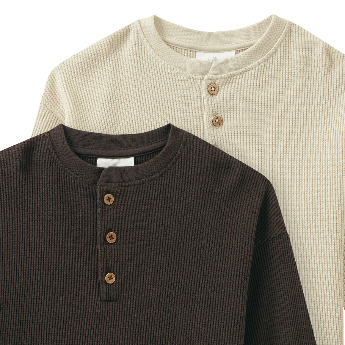 2 Jungen Langarmshirts aus Waffel-Piqué