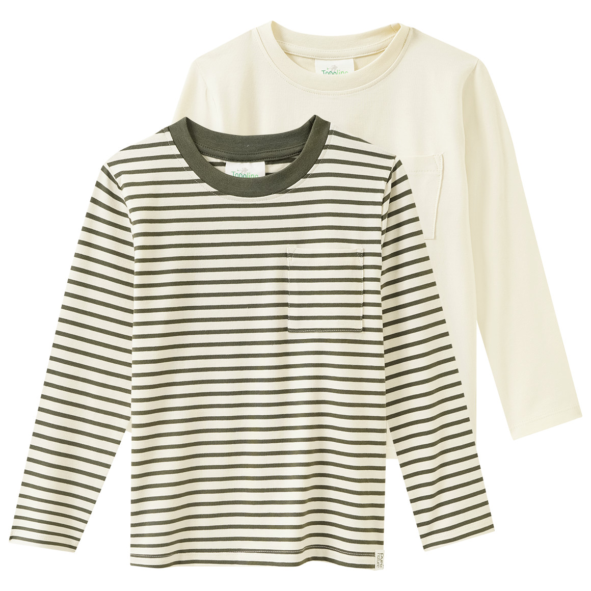 2 Jungen Langarmshirts mit Brusttasche