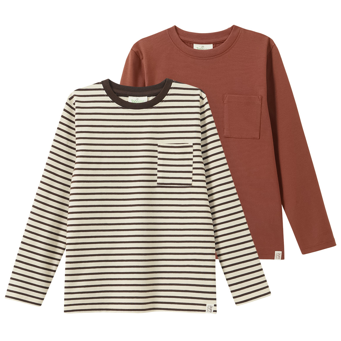 2 Jungen Langarmshirts mit Brusttasche