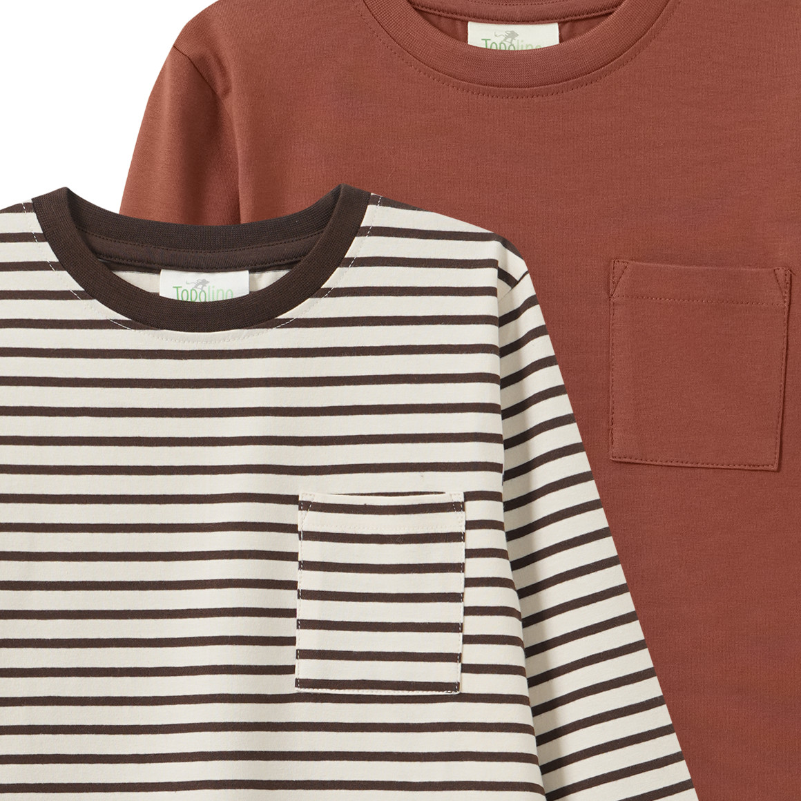 2 Jungen Langarmshirts mit Brusttasche