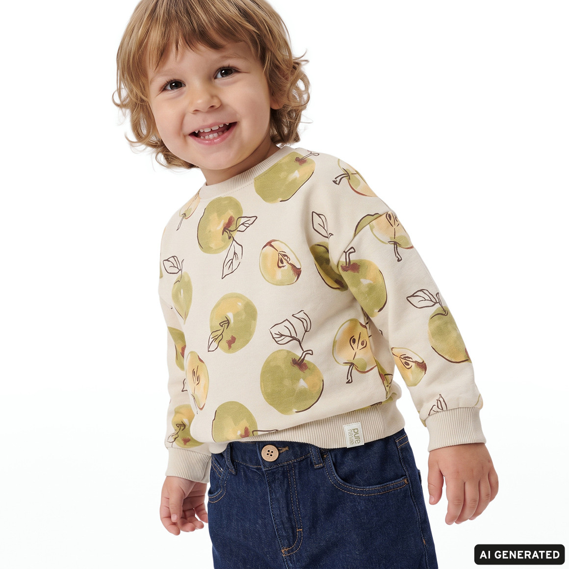 Jungen Sweatshirt mit Apfel-Print