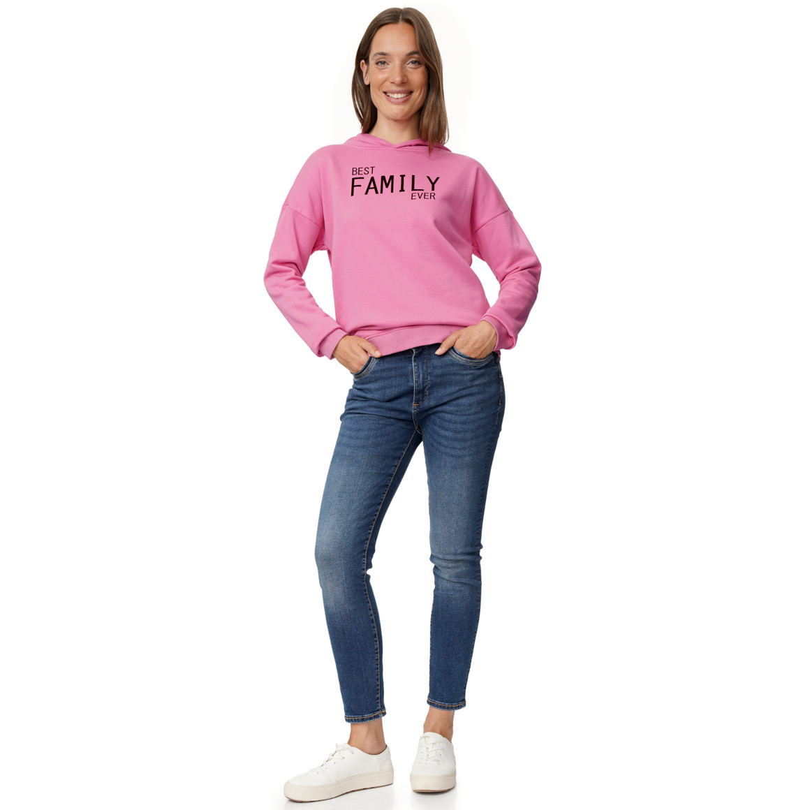 Damen Hoodie mit Flock-Print