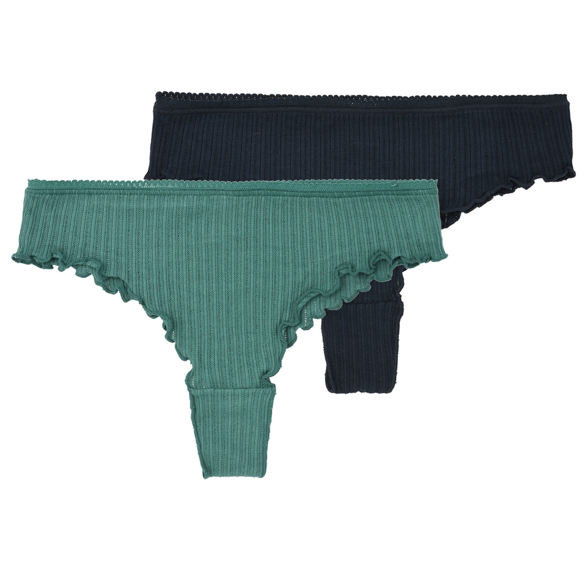 2 Damen Strings mit feiner Struktur