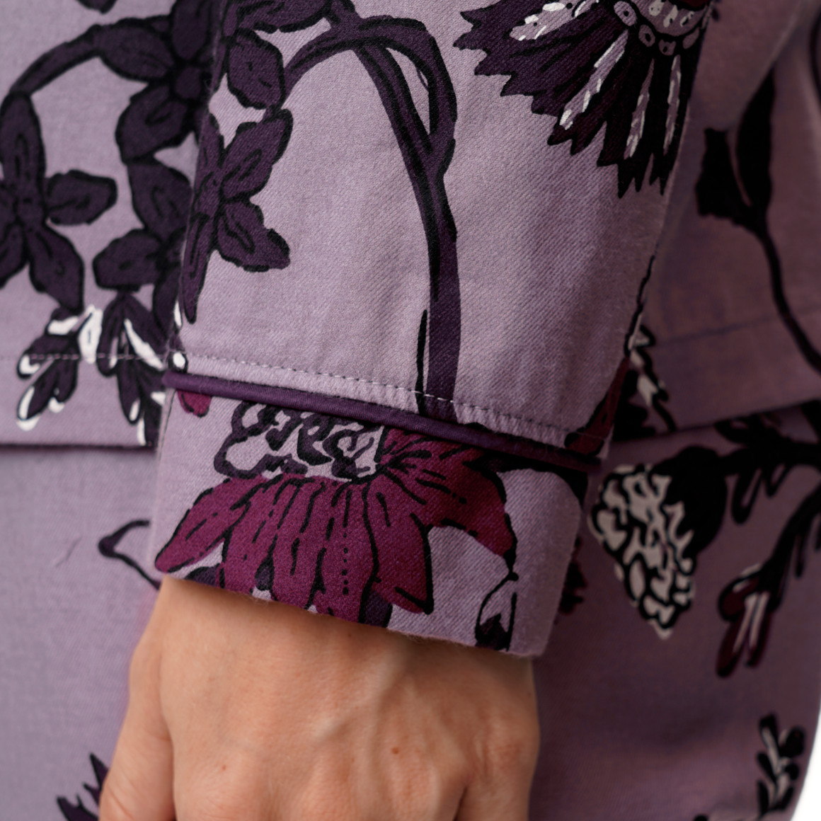 Damen Flanell-Schlafanzug mit Blumen-Muster
