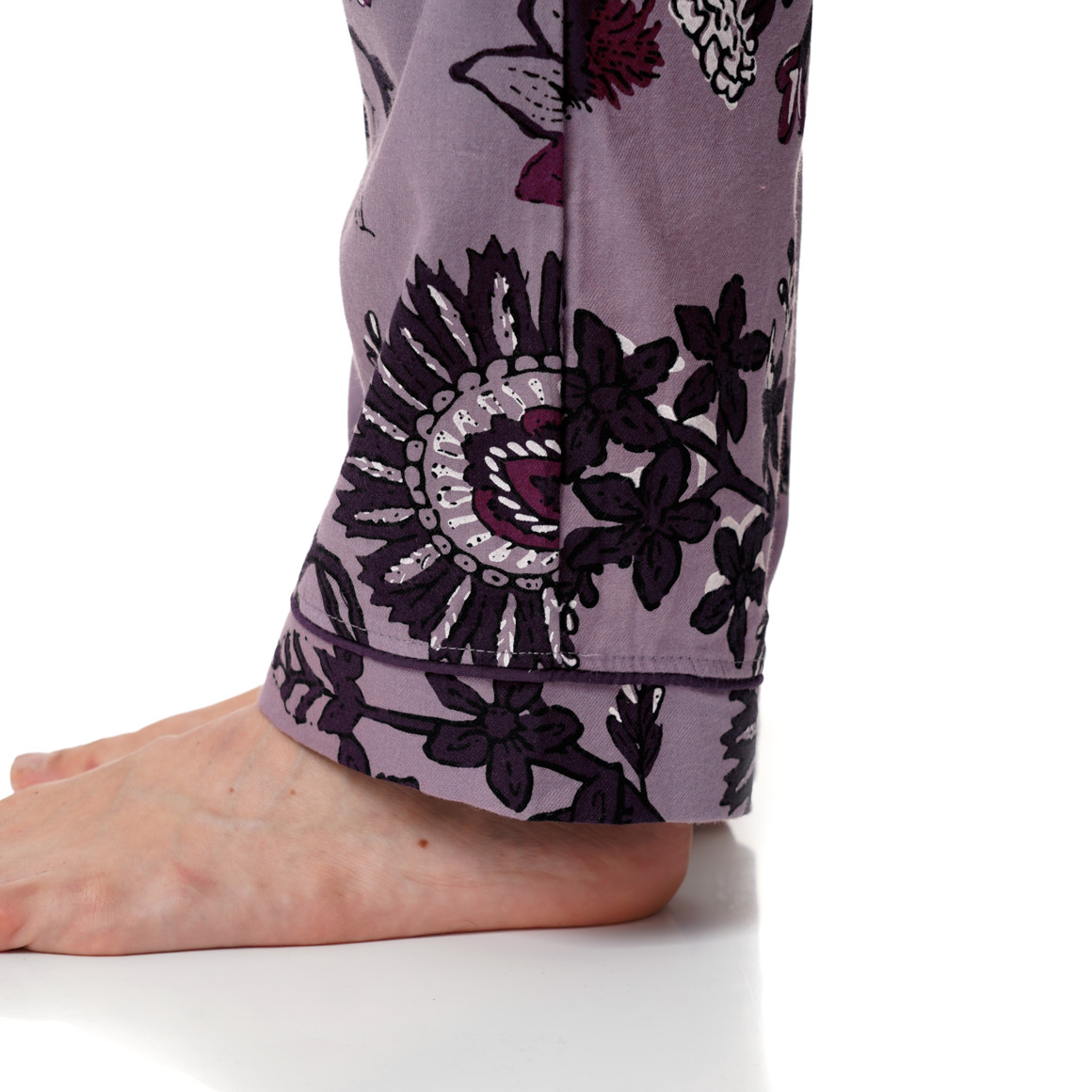 Damen Flanell-Schlafanzug mit Blumen-Muster
