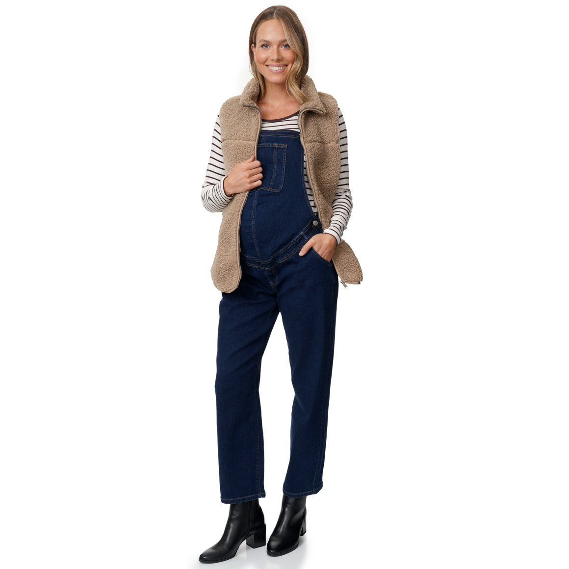 Damen Umstands-Teddyweste mit Babyeinsatz