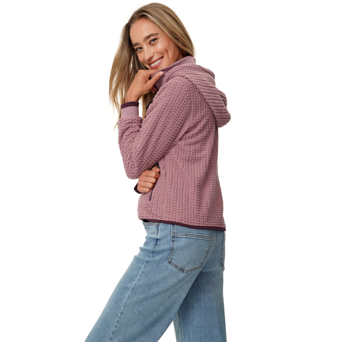 Damen Plüschjacke mit Kapuze