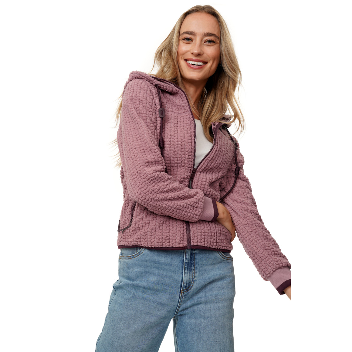 Damen Plüschjacke mit Kapuze