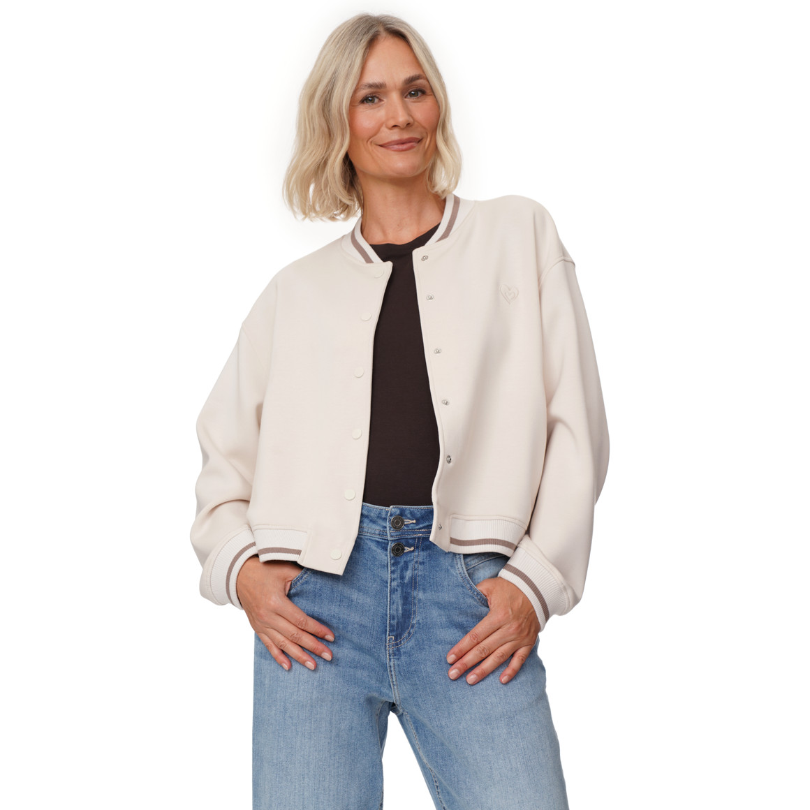 Damen Sweatjacke mit Druckknöpfen