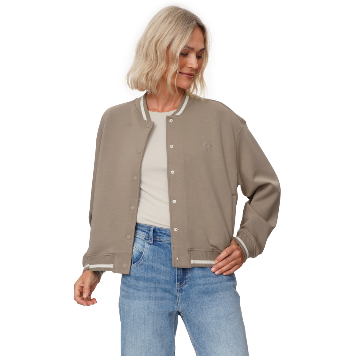 Damen Sweatjacke mit Druckknöpfen