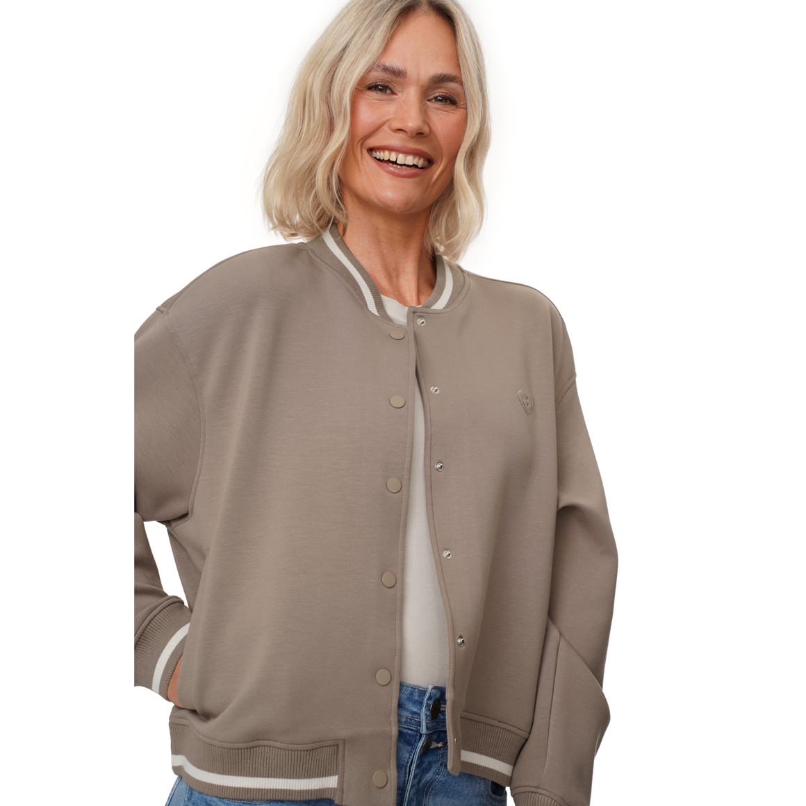 Damen Sweatjacke mit Druckknöpfen