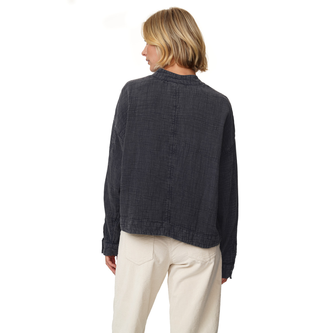 Damen Musselin-Bluse in Used-Optik