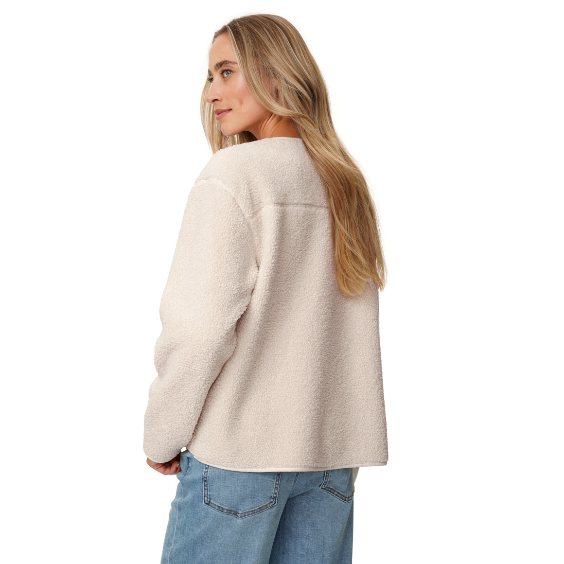 Damen Teddyjacke mit Druckknopfleiste