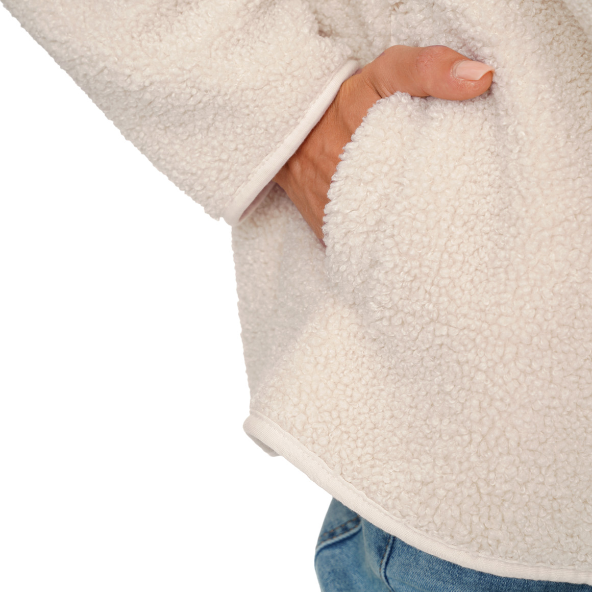 Damen Teddyjacke mit Druckknopfleiste