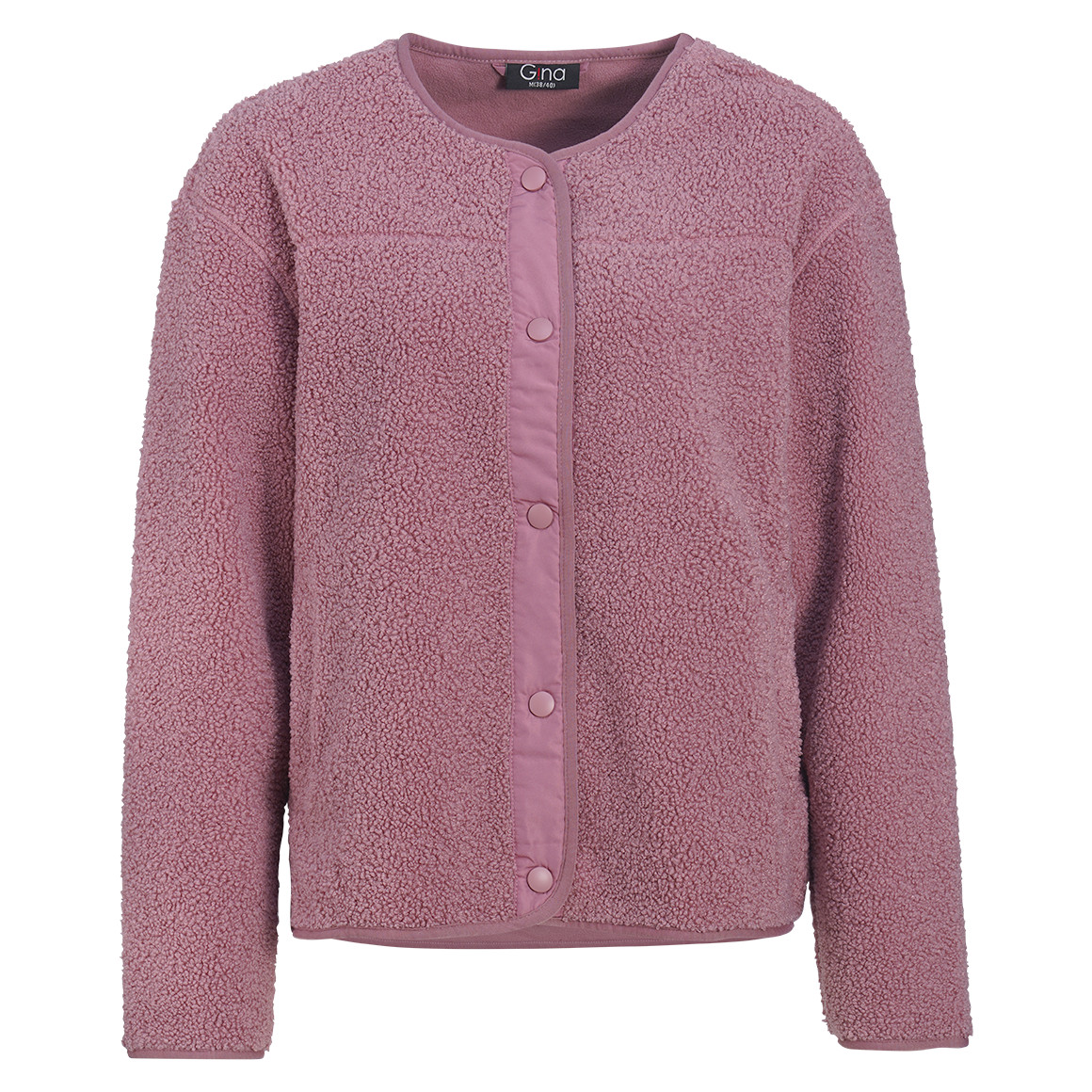 Damen Teddyjacke mit Druckknopfleiste