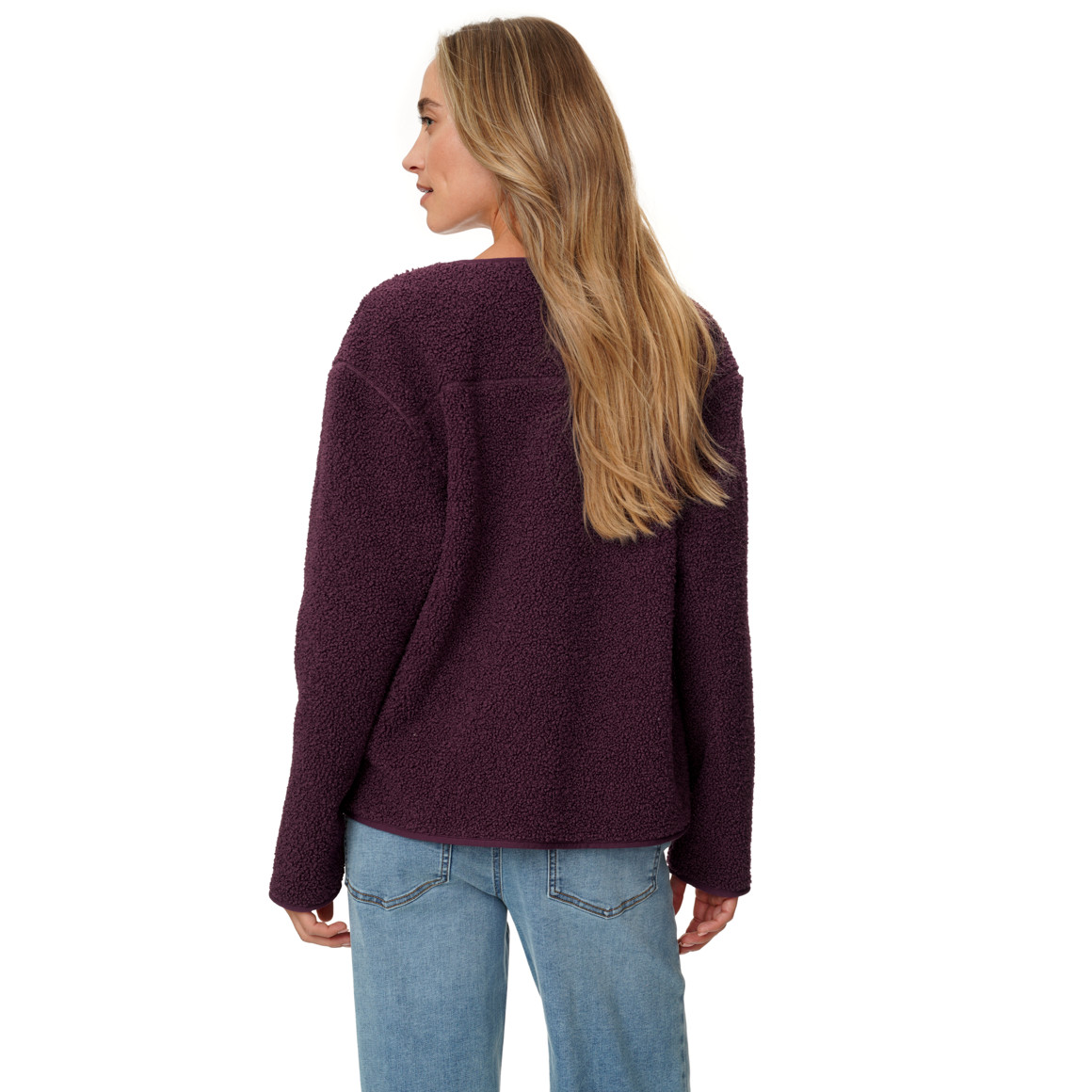 Damen Teddyjacke mit Druckknopfleiste